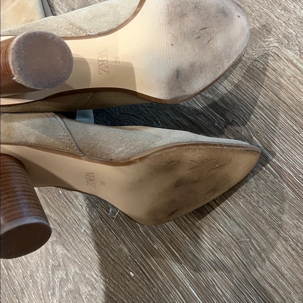 Zara Suede Leather Slouchy Boots Size 7.5 (EU38) - Picture 3 of 11